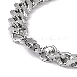 Tarnish Resistant 201 Stainless Steel Curb Chain Bracelet with 304 Stainless Steel Clasps for Men Women&nbsp;BJEW-M235-02C-P