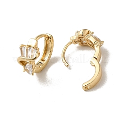 KC Gold Plated Brass Micro Pave Cubic Zirconia Hoop Earring&nbsp;EJEW-L271-01KCG-12