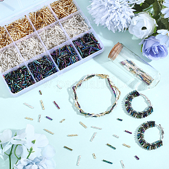 2160Pcs 9 Styles Glass Twisted Bugle Beads&nbsp;SEED-PA0001-28