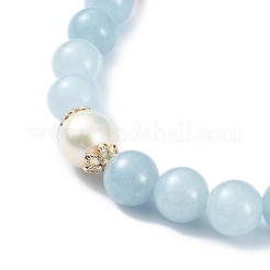 Natural Quartz & Pearl Beaded Stretch Bracelet for Women&nbsp;BJEW-JB09384-04
