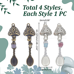 4Pcs Alloy & Natural Mixed Stone Pendants&nbsp;PALLOY-HY00094