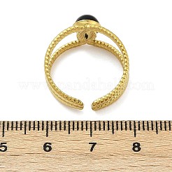 316 Stainless Steel with Natural Mixed Gemstone Cuff Rings&nbsp;RJEW-Z098-01G-11