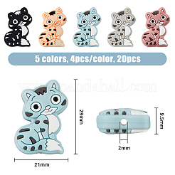 20Pcs 5 Colors Cat Silicone Beads&nbsp;SIL-DC0001-15