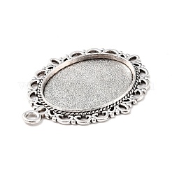 Tibetan Style Oval Alloy Pendant Cabochon Settings&nbsp;TIBEP-Q054-44AS-A