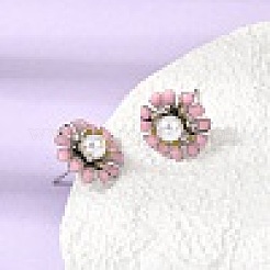 Brass Enamel Stud Earrings&nbsp;KK-CBA8324-27P-01