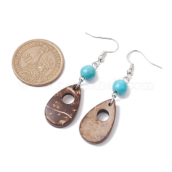 Teardrop Coconut & Synthetic Turquoise Dangle Earrings for Women&nbsp;EJEW-JE05892
