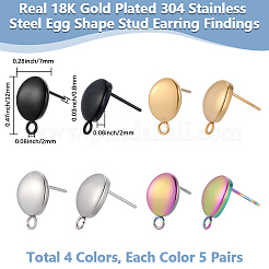 40Pcs 304 Stainless Steel Stud Earring Findings&nbsp;STAS-BBC0007-48