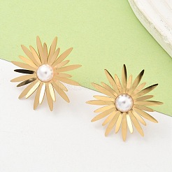 304 Stainless Steel ABS Imitation Pearl Stud Earrings&nbsp;EJEW-Z098-20G
