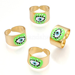 Enamel Horse Eye Open Cuff Rings&nbsp;RJEW-P042-01G-01