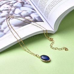 Natural Lapis Lazuli Wire Wrapped Pendant Necklaces&nbsp;NJEW-JN03080-03