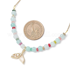 Natural Mixed Stone & Quartz Crystal Round Beaded Necklaces&nbsp;NJEW-JN05302-02