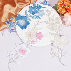 6Pcs 3 Colors Plum Blossom Computerized Embroidery Cloth Iron On Patches&nbsp;PATC-GF0001-04
