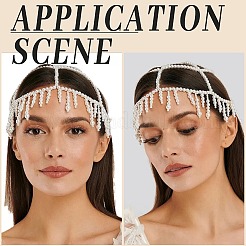 Plastic Pearl Mesh Headbands&nbsp;OHAR-WH20007-07G