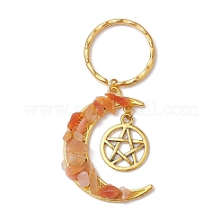 7Pcs 7 Styles Chakra Theme Moon & Star Alloy Gemstone Keychain&nbsp;KEYC-JKC00966