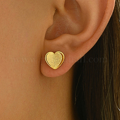 201 Stainless Steel 3D Heart Stud Earrings for Women&nbsp;GB5013
