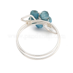 Flower Natural Green Aventurine & Amethyst & Carnelian & Apatite Finger Rings&nbsp;RJEW-TA00161-01