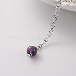 Teardrop Platinum Tone Brass Amethyst Dowsing Pendulums&nbsp;MAK-M015-03A