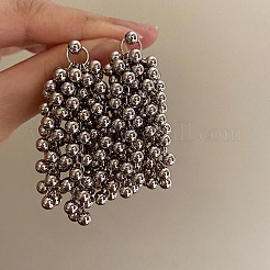 Alloy Round Tassel Stud Earrings&nbsp;FS-WG9B377-01