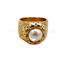 304 Stainless Steel Imitation Pearl Finger Rings&nbsp;FS-WGE143D-03
