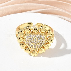 Brass Micro Pave Cubic Zirconia Cuff Open Rings for Women&nbsp;CU-CBA760A-13A-G