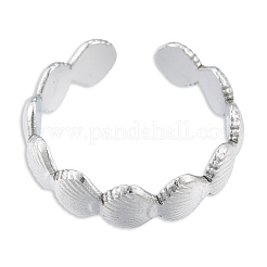 304 Stainless Steel Shell Wrap Open Cuff Ring for Women&nbsp;RJEW-N038-100P