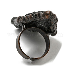 Natural Black Tourmaline Adjustable Rings&nbsp;RJEW-K269-07R