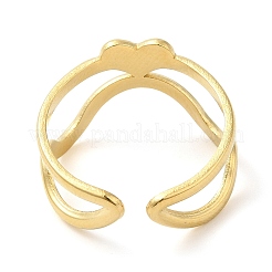 304 Stainless Steel Heart Open Cuff Ring for Women&nbsp;RJEW-I098-22G