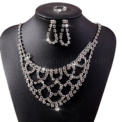 Alloy Rhinestone Bracelets & Earrings & Necklaces & Rings Sets for Women&nbsp;FS-WGE054E-01