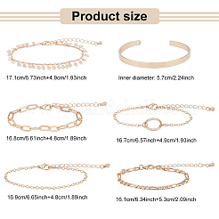 6Pcs 6 Style Alloy Paperclip & Cable & Figaro Chain Bracelets Set&nbsp;BJEW-AN0001-09