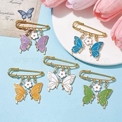 Butterfly & Flower Charm Alloy Enamel Brooches for Women&nbsp;JEWB-BR00144