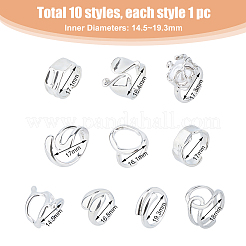 10Pcs 10 Style Alloy & Stainless Steel Open Cuff Ring&nbsp;RJEW-FI0001-13