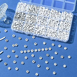 900Pcs 15 Styles White and Black Acrylic Beads&nbsp;SACR-YW0001-67