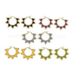 Glass Beaded Hoop Earrings&nbsp;EJEW-MZ00750