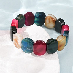 Oval Natural Banded Agate(Dyed & Heated) Beaded Stretch Bracelets for Women Men&nbsp;GG-CBA9ACE-A13