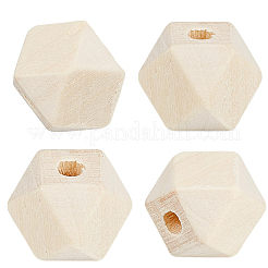 100Pcs Unfinished Wood Faceted Cube Beads&nbsp;WOOD-PA0001-75C