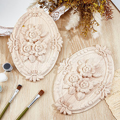 Wood Cabochons Carved Onlay Applique Craft&nbsp;AJEW-WH20054-252