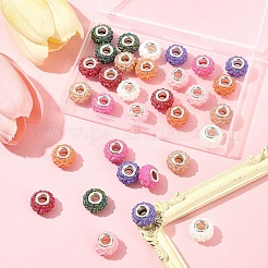 32Pcs 8 Colors AB Color Resin Rose Flower European Beads&nbsp;RESI-FS0002-04