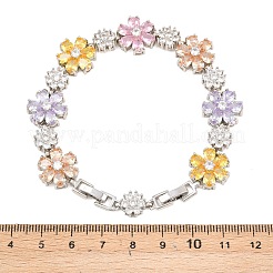 Platinum Tone Brass Micro Pave Cubic Zirconia Tennis Bracelets&nbsp;BJEW-B160-10P