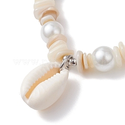 Natural Shell & Synthetic Turquoise Beads Charm Bracelets&nbsp;BJEW-TA00699