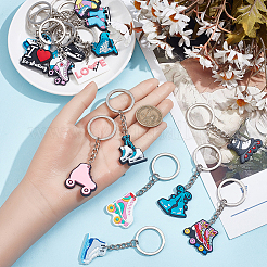 16Pcs 16 Styles Sports Theme PVC Plastic Keychains&nbsp;KEYC-SP0001-69