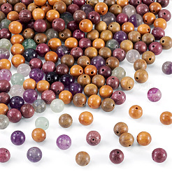 195Pcs 6 Styles Round Natural Purple Fluorite and Wood Beads Findings Kits&nbsp;G-KS0001-18