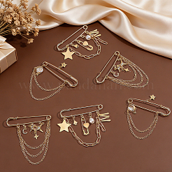 6Pcs 3 Stylesc Alloy Safety Pins&nbsp;JEWB-HY0001-66A