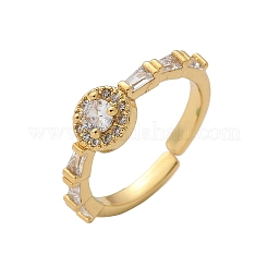 Round Brass Micro Pave Cubic Zirconia Cuff Finger Rings&nbsp;RJEW-C120-02G