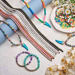 10 Strands 10 Colors Flat Round Handmade Polymer Clay Beads&nbsp;CLAY-SZ0001-98