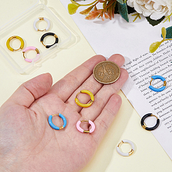 5 Pairs 5 Color 316 Stainless Steel Enamel Ring Hoop Earrings&nbsp;EJEW-DC0001-39A
