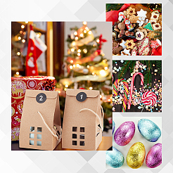 25 Sets Rectangle Foldable Creative Christmas Paper Gift Box with Window and 1 Polka Dot Paper Number Labels Sticker&nbsp;CON-PH0002-85A