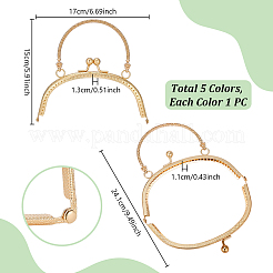 5Pcs 5 Colors Iron Kiss Lock Purse Arch Handle Frames&nbsp;PURS-PH0001-50
