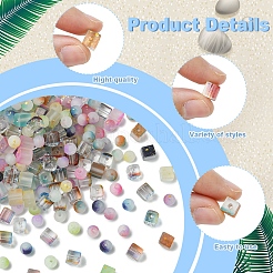 450Pcs 3 Styles Frosted Glass Beads with Golden Glitter Powder&nbsp;DGLA-FS0001-13