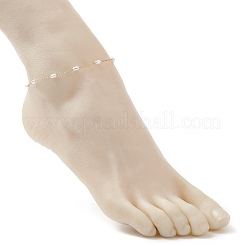 Glass Pearl Gourd Beaded Link Chain Anklet&nbsp;AJEW-AN00532