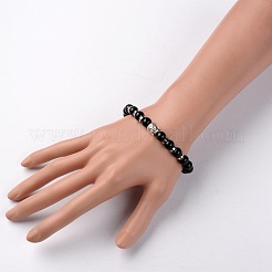 Buddha Head Gemstone Beaded Stretch Bracelets&nbsp;X-BJEW-JB01864-06